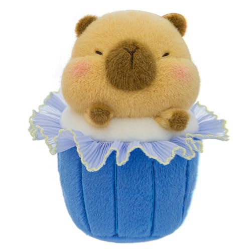 Xiyocadt Capybara Plüschtier 18cm Capybara Kuscheltier in Form eines Desserts Wasserschwein Kuscheltier Flauschiger Stofftier zum Spielen Kuscheln Geburtstagsgeschenk für Kinder Home (18 cm,Blau) von Xiyocadt
