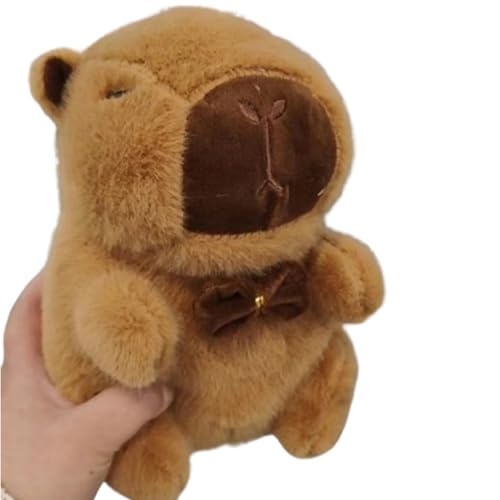 Xiyocadt Capybara Plüschtier 25cm, Plush Capybara Puppe Stofftier Kuscheltier mit Hut Schwimmring Fliege Mandarine für Mädchen Jungen Kinder (Fliege) von Xiyocadt