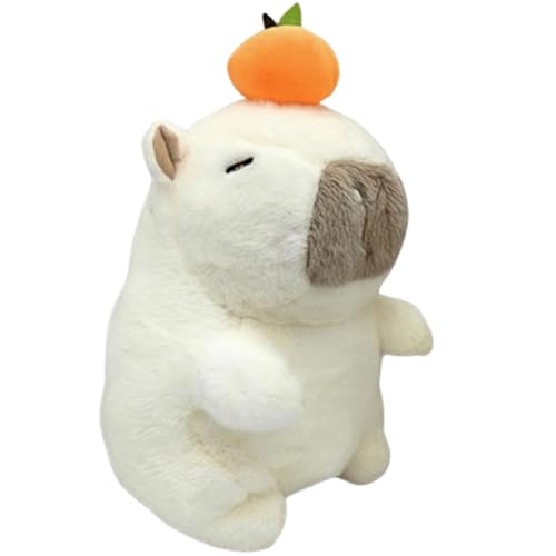 Xiyocadt Capybara Plüschtier 25cm, Plush Capybara Puppe Stofftier Kuscheltier mit Hut Schwimmring Fliege Mandarine für Mädchen Jungen Kinder (Mandarine) von Xiyocadt
