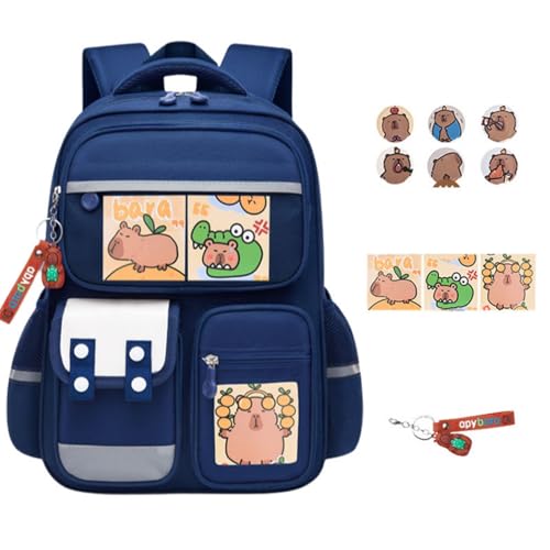 Xiyocadt Capybara Rucksack, Capybara Niedlicher Cartoon Rucksack, Niedlicher Capybara Schultasche, Kawai Capybara Schulrucksack Schreibwaren, Gutes Geschenk für Jungen und Mädchen (Blau) von Xiyocadt