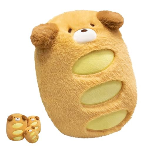 Xiyocadt Cartoon Brot Welpen Kissen, Kuscheltier Welpenpuppen Süßes Plüsch, Puppe Französisches Baguette Plüschtier, Spielzeug Lebensechte Tier, für Kinder Geschenk Geburtstagszimmerdekoratio (50cm) von Xiyocadt