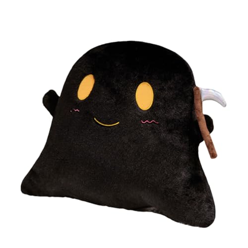 Xiyocadt Cartoon Geist mit Sichel Plüschtier Weich Plüsch Puppe Spielzeug Stofftier, Ghost Cushion Halloween, Ghost Cuddly Toy, Halloween Dekoration Für Kinder Geschenk (40 * 50cm,schwarz) von Xiyocadt