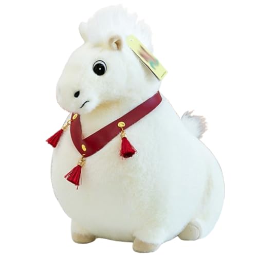 Xiyocadt Das Sitzende Pferd, Braun Pony Plüschtier, Pferde Kuscheltier Puppe Spielzeug, Stofftier Plüsch Maskottchen Plüschpferd Geschenke für Mädchen und Jungen (33CM,Weiß) von Xiyocadt