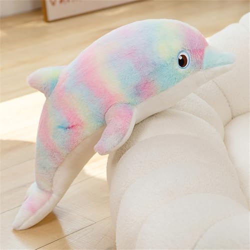 Xiyocadt Delfin Kuscheltier Bunt,Kinderweiches Kuscheliges Plüschtier,Kuscheltier Delfin Rosa,Regenbogen Kuscheltiers- Perfekte Weiche Kuschelige Spielzeitbegleiter Für Kinder (70cm,Mehrfarbig) von Xiyocadt