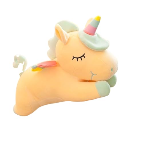 Xiyocadt Einhorn Kuscheltier Plüschtier Kissen Stofftier,Einhorn Kuscheltier Mit Flügel, Süß Teenager Herz Puppe Geschenk für Kinder Mädchen (65cm,Gelb) von Xiyocadt