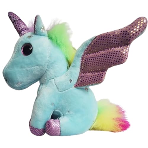 Xiyocadt Einhorn Stofftier Plüschtier, Regenbogen Flügel Kuscheltier Klein Schlüsselanhänger, Plüschkissen Spielzeug Geschenk für Mädchen, Jungen Zum Kuscheln & Spielen (15CM Flügel Blau) von Xiyocadt