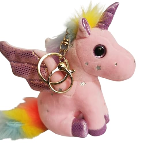 Xiyocadt Einhorn Stofftier Plüschtier, Regenbogen Flügel Kuscheltier Klein Schlüsselanhänger, Plüschkissen Spielzeug Geschenk für Mädchen, Jungen Zum Kuscheln & Spielen (15CM Flügel Rosa) von Xiyocadt