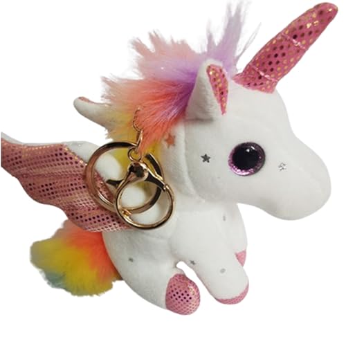 Xiyocadt Einhorn Stofftier Plüschtier, Regenbogen Flügel Kuscheltier Klein Schlüsselanhänger, Plüschkissen Spielzeug Geschenk für Mädchen, Jungen Zum Kuscheln & Spielen (15CM Flügel Weiß) von Xiyocadt