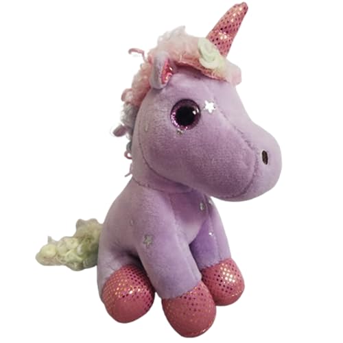 Xiyocadt Einhorn Stofftier Plüschtier, Regenbogen Flügel Kuscheltier Klein Schlüsselanhänger, Plüschkissen Spielzeug Geschenk für Mädchen, Jungen Zum Kuscheln & Spielen (15CM lockige Violett) von Xiyocadt