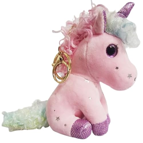 Xiyocadt Einhorn Stofftier Plüschtier, Regenbogen Flügel Kuscheltier Klein Schlüsselanhänger, Plüschkissen Spielzeug Geschenk für Mädchen, Jungen Zum Kuscheln & Spielen (15CM lockige Rosa) von Xiyocadt