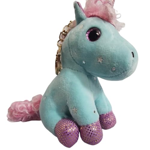 Xiyocadt Einhorn Stofftier Plüschtier, Regenbogen Flügel Kuscheltier Klein Schlüsselanhänger, Plüschkissen Spielzeug Geschenk für Mädchen, Jungen Zum Kuscheln & Spielen (15CM lockigeBlau) von Xiyocadt