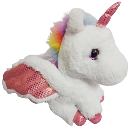 Xiyocadt Einhorn Stofftier Plüschtier, Regenbogen Flügel Kuscheltier Klein Schlüsselanhänger, Plüschkissen Spielzeug Geschenk für Mädchen, Jungen Zum Kuscheln & Spielen (25CM FarbeWeiß) von Xiyocadt