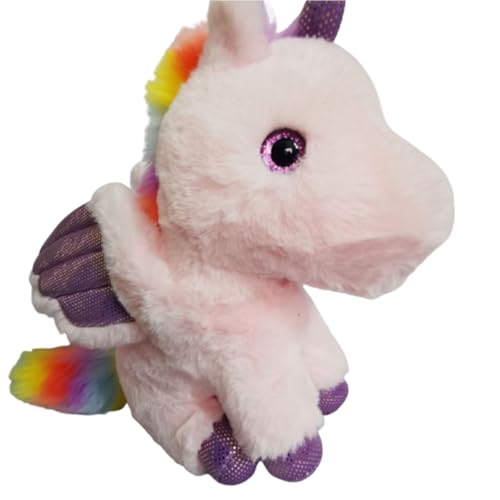 Xiyocadt Einhorn Stofftier Plüschtier, Regenbogen Flügel Kuscheltier Klein Schlüsselanhänger, Plüschkissen Spielzeug Geschenk für Mädchen, Jungen Zum Kuscheln & Spielen (25CM Farbpuder) von Xiyocadt