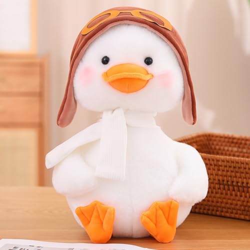 Xiyocadt Ente Plüschtier, Pilothut Ente Kuscheltier Spielzeug, Plüsch Duck Plush Stofftier Puppe, Dekoration Wurfkissen Kinder Geschenk für Spielen Kuscheln (25CM,Hut) von Xiyocadt