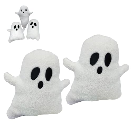 Xiyocadt Geister Plüsch, 2 Stück Halloween Kuscheltier, Weißer geisterhafter Ghost Soft Plüschspielzeugkissen, Weiche Plüschdekorationen für Geburtstag Party Mädchen (Typ B) von Xiyocadt