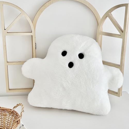 Xiyocadt Halloween Geister Plüschtier, Gespenster Kuscheltier, Gespenst Puppen Cartoon, Süße Geist Kissen, Weich Stofftier Spielzeug Deko Geschenk für Kinder (18 * 23CM,Weiß) von Xiyocadt