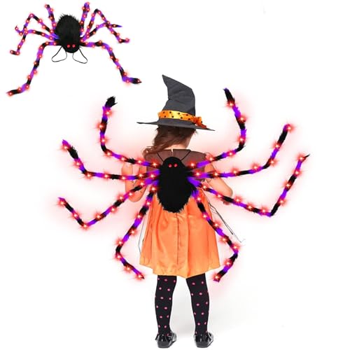 Xiyocadt Halloween Spinne Kostüme Rucksack,Horror Plüsch Spinnen Kostüm für Kinder und Erwachsene,Spinnenkostüm,Süßigkeitentasche,Cosplay Requisiten Dekoration (Lila,150cm) von Xiyocadt