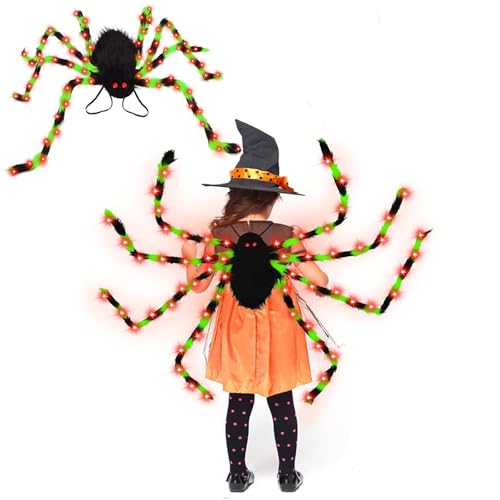 Xiyocadt Halloween Spinne Kostüme Rucksack,Horror Plüsch Spinnen Kostüm für Kinder und Erwachsene,Spinnenkostüm,Süßigkeitentasche,Cosplay Requisiten Dekoration (grün,150cm) von Xiyocadt