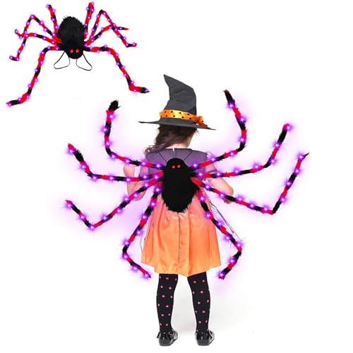 Xiyocadt Halloween Spinne Kostüme Rucksack,Horror Plüsch Spinnen Kostüm für Kinder und Erwachsene,Spinnenkostüm,Süßigkeitentasche,Cosplay Requisiten Dekoration (rot,150cm) von Xiyocadt