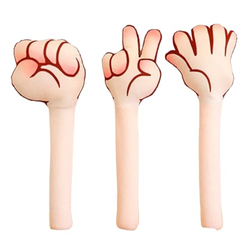 Xiyocadt Handfläche Kuschelkissen, 43CM Stein-Papier-Schere Kinderkissen, Verspielt Kuscheltier Plüschtier Kissen, Plüsch Stofftier Spielzeug für Kinder Mädchen Jungen (Dreier-Set) von Xiyocadt