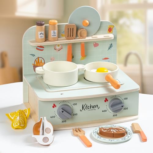 Xiyocadt Holzspielzeug ab 1 Jahr, Holz Spielküche Zubehör, Puppengeschirr, Rollenspiele, Geschenk für Kleinkinder, Jungen und Mädchen Xiyocadt Holzspielzeug ab 1 Jahr, Holz Spielküche Zubehör, Puppengeschirr, Rollenspiele, Geschenk für Kleinkinder, Jungen und Mädchen von Xiyocadt