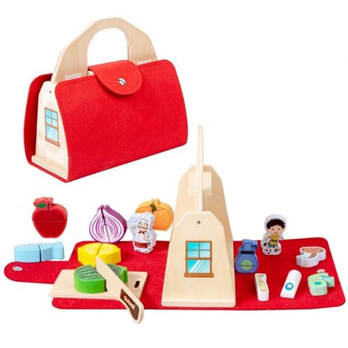 Xiyocadt Holzspielzeug ab 1 Jahr, Kaufladen Zubehör Holz, Puppengeschirr, Rollenspiele, Geschenk für Kleinkinder, Jungen und Mädchen (Gemüse Schneiden) von Xiyocadt