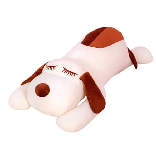 Xiyocadt Hund Plüschtier Hundeumarmung Schlafkissen,langes Kissen Puppe Puppe Puppe Geschenk für Jungen und Mädchen,Hund Kuscheltier groß, weich Braun Hünde Plüschtier Stofftier (95cm,Weiß) von Xiyocadt