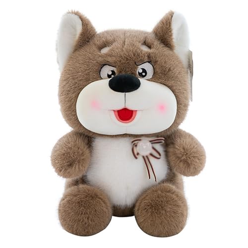Xiyocadt Husky Kuscheltier,Husky Kuscheltier Klein Stofftier Hund Husky,Liegend,Plüschtier, Realistisch Und Realistisch, Weich, Weich, Plüsch, Welpen, Geschenk Für Jungen Und Mädchen (40cm,Braun) von Xiyocadt