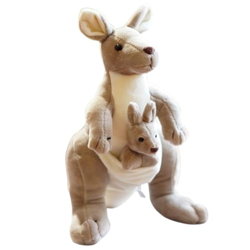 Xiyocadt Känguru Kuscheltier, Kuscheltier mit Baby im Bauch, Känguru Stofftier Mutter und Kind, Plüschtier für Geburtstagsgeschenk, Kinder Kuscheln, Spielen und Schlafen (28CM) von Xiyocadt
