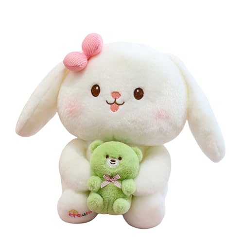 Xiyocadt Kaninchen Kuscheltier,Hase weiches Umarmungskissen,Niedliches Plüschtier mit großen Ohren, Puppenspielzeug für Kinder, Kissenpuppe, Geburtstagsgeschenk,Raumdekoration (40 cm) von Xiyocadt