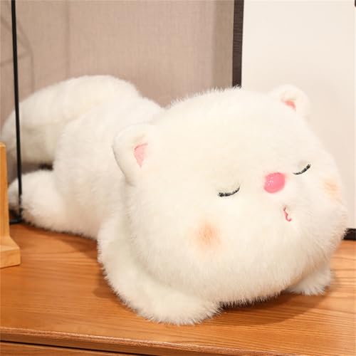 Xiyocadt Katze Plüschtier, Simulation Kurzhaar, Realistische Katze Puppe Stofftier Spielzeug, Niedliche Katze Plüschkissen, Spielzeug für Kinder Jungen Mädchen Geschenke (55 cm,Weiß) von Xiyocadt