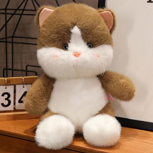 Xiyocadt Katzen Plüschtier, 25cm Süß Plüsch Kuscheltier, Stofftier Tiere Spielzeug Puppen, Plüsenspielzeug Sofakissen Deko Geschenk für Kinder (Braun) von Xiyocadt