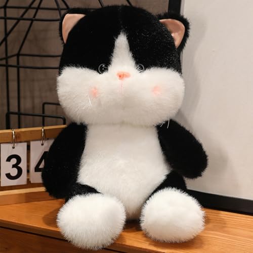 Xiyocadt Katzen Plüschtier, 25cm Süß Plüsch Kuscheltier, Stofftier Tiere Spielzeug Puppen, Plüsenspielzeug Sofakissen Deko Geschenk für Kinder (schwarz) von Xiyocadt