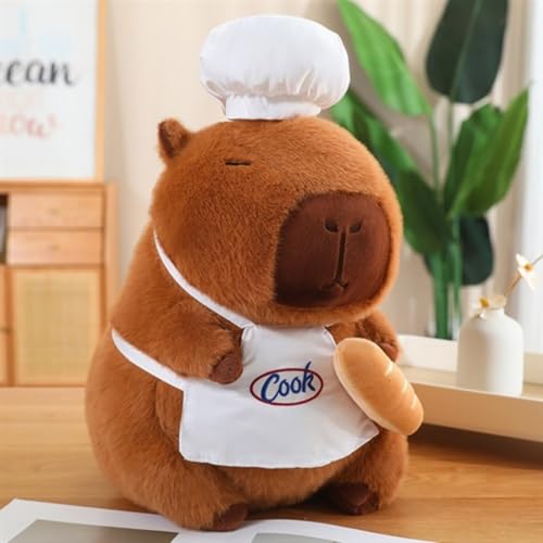 Xiyocadt Kawaii Capybara Plüsch Kissen Spielzeug, Niedliche Capybara Kuscheltier Capybara Plushie Puppen mit Kochmütze, Capybara Kuscheltiere Plüschtier für Home Deko Kinder (35cm,Kochmütze) von Xiyocadt