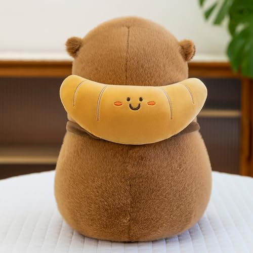 Xiyocadt Kawaii Capybara Plüsch Kissen Spielzeug Geschenk, Niedliches Capybara Kuscheltier mit Brot Rucksack, Simulation Tier Capybara Puppen, Zum Geburtstag für Kinder Geeignet (40cm,niujiaobao) von Xiyocadt