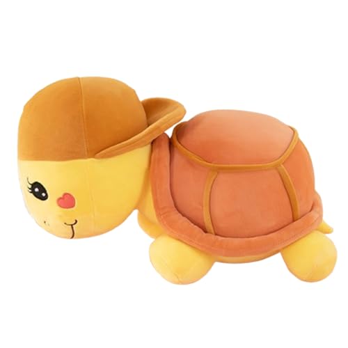 Xiyocadt Kinder Schildkröte Kuscheltier Tragen Sie einen Hut, Große Augen Weiches Karikatur Plüschtier Rückenlehne, Meeresschildkröte Spielzeug Kissen für Junge (60cm,orange-rot) von Xiyocadt