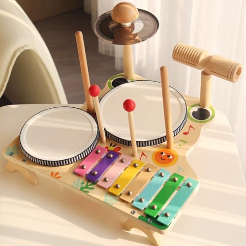 Xiyocadt Kinderschlagzeug ab 3 Jahre, Xylophon Kinder, Montessori Spielzeug Kindertrommel für Weihnacht Geschenk Junge Mädchen (Frosch) von Xiyocadt