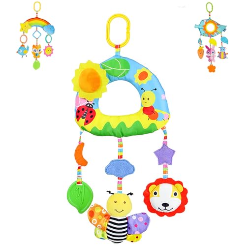 Xiyocadt Kinderwagen Spielzeug,Baby Mobile Regenbogen Tiere Mobile für Babybett, Activity spirale Baby, Aktivität pädagogische Plüschtier, Kinderwagenkette für Kinderbett/Autositz/Babyschale (C) von Xiyocadt