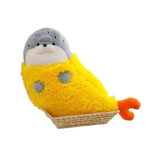 Xiyocadt Kreatives Plüschspielzeug Robben Plüsch Kissen,Gebratene Garnelen Leopard Leopard Puppe Plüschtier, Robbe Puppe Schlafkissen Sofa Nachttisch Kissen, Ornament (70cm,grau Größe:) von Xiyocadt