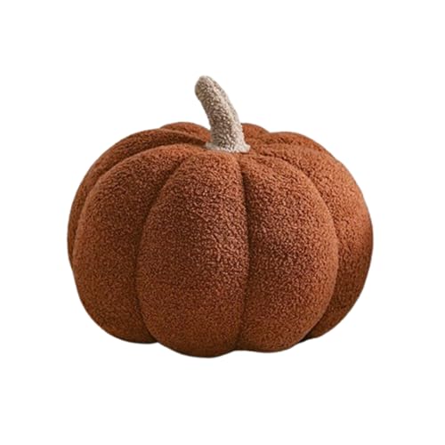 Xiyocadt Kürbis Kissen, Dekokissen,3D Plüsch Kürbis Dekokissen, Halloween Förmiges Zierkissen Kopfkissen, Heim Dekoration für Wohnzimmer Schlafzimmer Sofa Auto (40CM,braun) von Xiyocadt