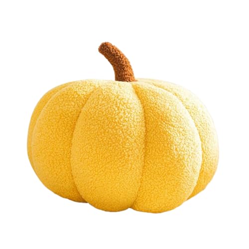 Xiyocadt Kürbis Kissen, Dekokissen,3D Plüsch Kürbis Dekokissen, Halloween Förmiges Zierkissen Kopfkissen, Heim Dekoration für Wohnzimmer Schlafzimmer Sofa Auto (40CM,gelb) von Xiyocadt