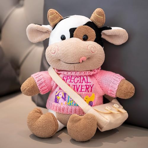 Xiyocadt Kuh Kuscheltier, Kuh Plüschtier, Kuh Spielzeug, Kuh Deko, Stuffed Animals zum Spielen, Sammeln & Kuscheln für Jungen Mädchen (Rosa) von Xiyocadt