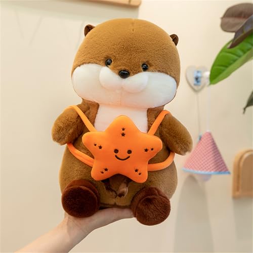 Xiyocadt Kuscheltier Otter Plüschtier Zum Kuscheln & Spielen Plüsch Spielzeug,Otter Plüschtier Mit Rucksack,Niedliches Geschenk Spielzeug Für Kinder (60cm,Stern) von Xiyocadt