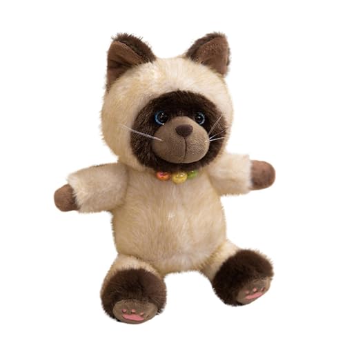 Xiyocadt Läufer Siamkatzen Puppe Katzen Fell Spielzeug, Weiches Plüschtier für Kinder, Kinderspielzeug mit Kätzchen Geburtstagsgeschenk,Stofftier Geschenk (30 cm) von Xiyocadt