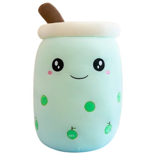 Xiyocadt Milchtee Becher Plüschtier, Panda Modell Eiscreme Variante Mädchen Kissen Figurenspielzeug Puppe, Matcha Erdbeere Simulations Strohhalm Kissen (25cm,Grün 2) von Xiyocadt