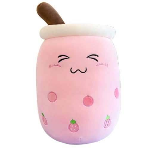 Xiyocadt Milchtee Becher Plüschtier, Panda Modell Eiscreme Variante Mädchen Kissen Figurenspielzeug Puppe, Matcha Erdbeere Simulations Strohhalm Kissen (50cm,Rosa 1) von Xiyocadt