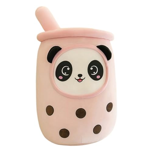 Xiyocadt Milchtee Becher Plüschtier, Panda Modell Eiscreme Variante Mädchen Kissen Figurenspielzeug Puppe, Matcha Erdbeere Simulations Strohhalm Kissen (50cm,Rosa Panda) von Xiyocadt