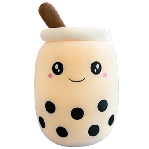 Xiyocadt Milchtee Becher Plüschtier, Panda Modell Eiscreme Variante Mädchen Kissen Figurenspielzeug Puppe, Matcha Erdbeere Simulations Strohhalm Kissen (70cm,Beige 2) von Xiyocadt