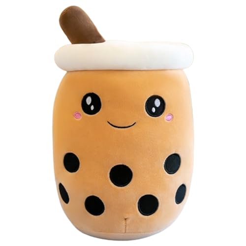 Xiyocadt Milchtee Becher Plüschtier, Panda Modell Eiscreme Variante Mädchen Kissen Figurenspielzeug Puppe, Matcha Erdbeere Simulations Strohhalm Kissen (70cm,Braun 2) von Xiyocadt