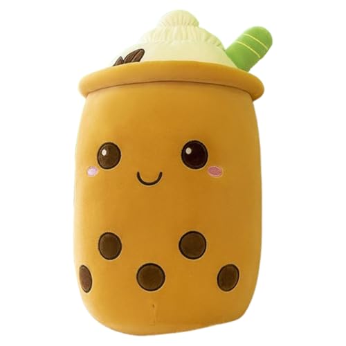 Xiyocadt Milchtee Becher Plüschtier, Panda Modell Eiscreme Variante Mädchen Kissen Figurenspielzeug Puppe, Matcha Erdbeere Simulations Strohhalm Kissen (70cm,Braune Eiscreme) von Xiyocadt